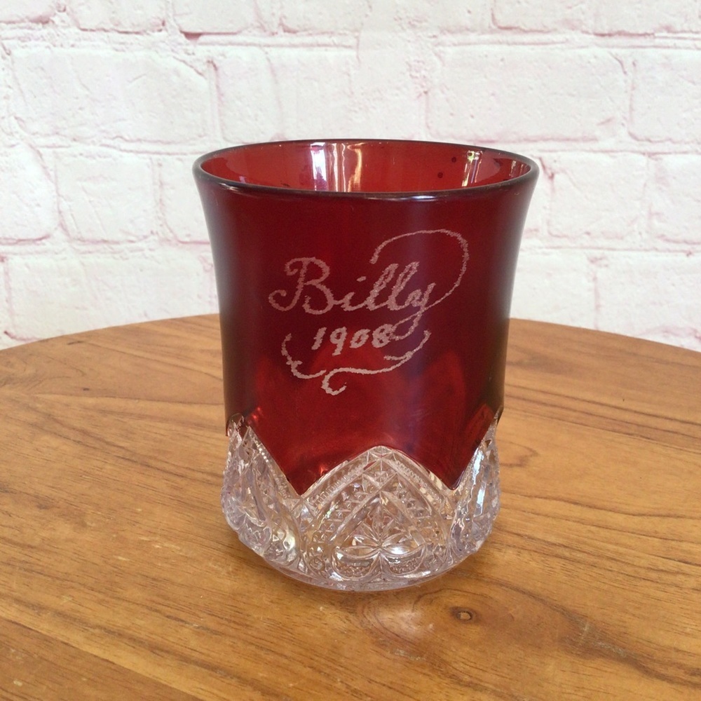 Antique 1908 Ruby Red Flash Glass